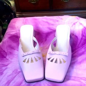 PARADE Light Pink Y2K vintage square toe slides. Vintage Y2K